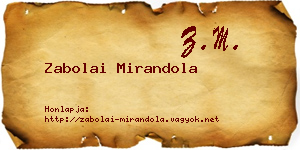 Zabolai Mirandola névjegykártya